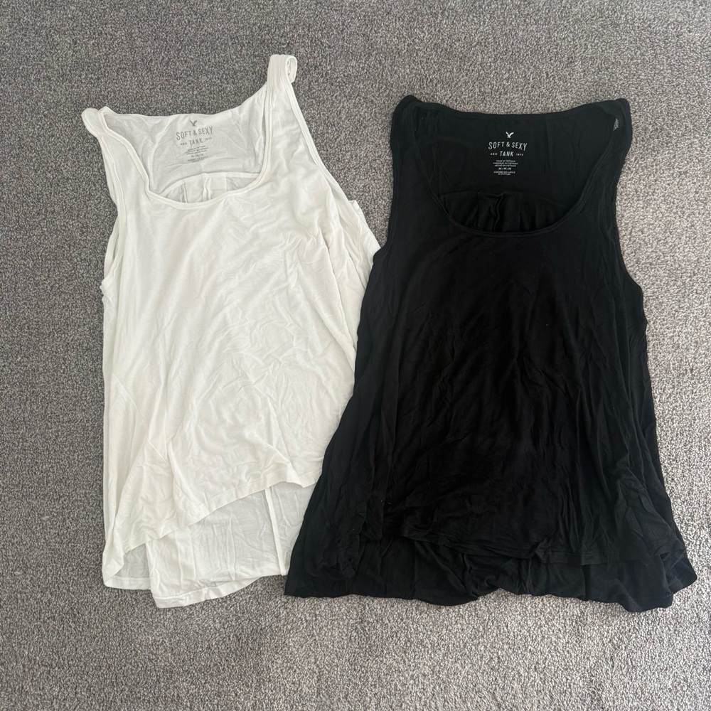 American Eagle Outfitters White and Black Tank Tops